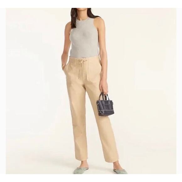 J.crew tie waist camp pant dark beechwood‎ size Large  #BA291 - Picture 1 of 8